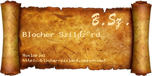 Blocher Szilárd névjegykártya